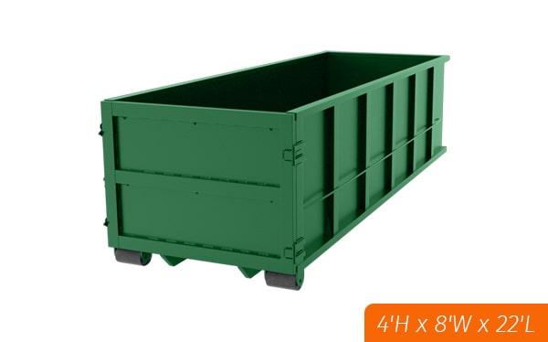 our 20 yard dumpsters can typically be placed in driveways, parking lots, or other paved surfaces, as long as there is enough space for our trucks to deliver and pick up the dumpster